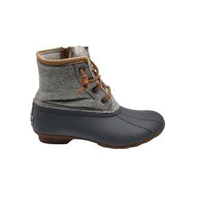 Sperry Saltwater Womens Duck Rain Boot Wool Embossed‎ Thinsulate Gray  Size 6M